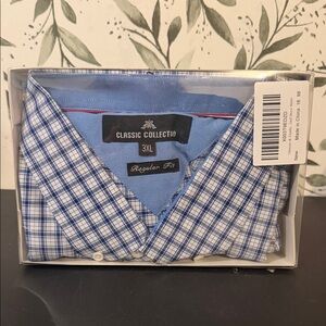 IC COLLECTION Classic Blue Checkered Men's Shirt